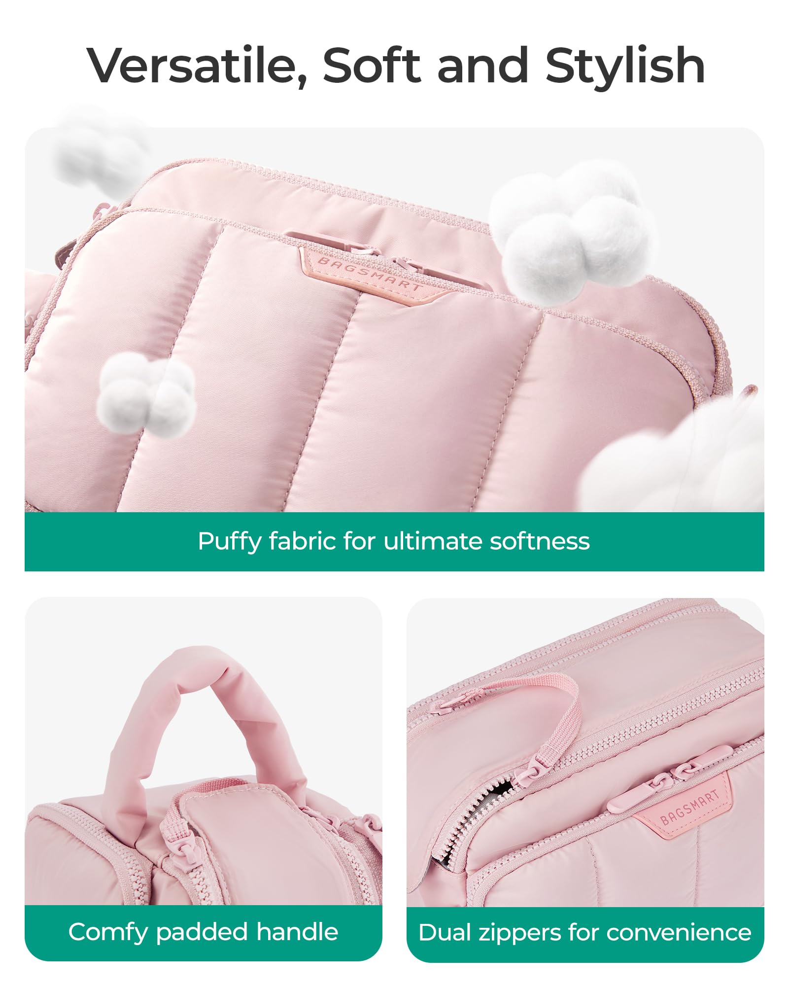 BAGSMART bolsa de viaje, bolsillo impermeable para artículos húmedos.
