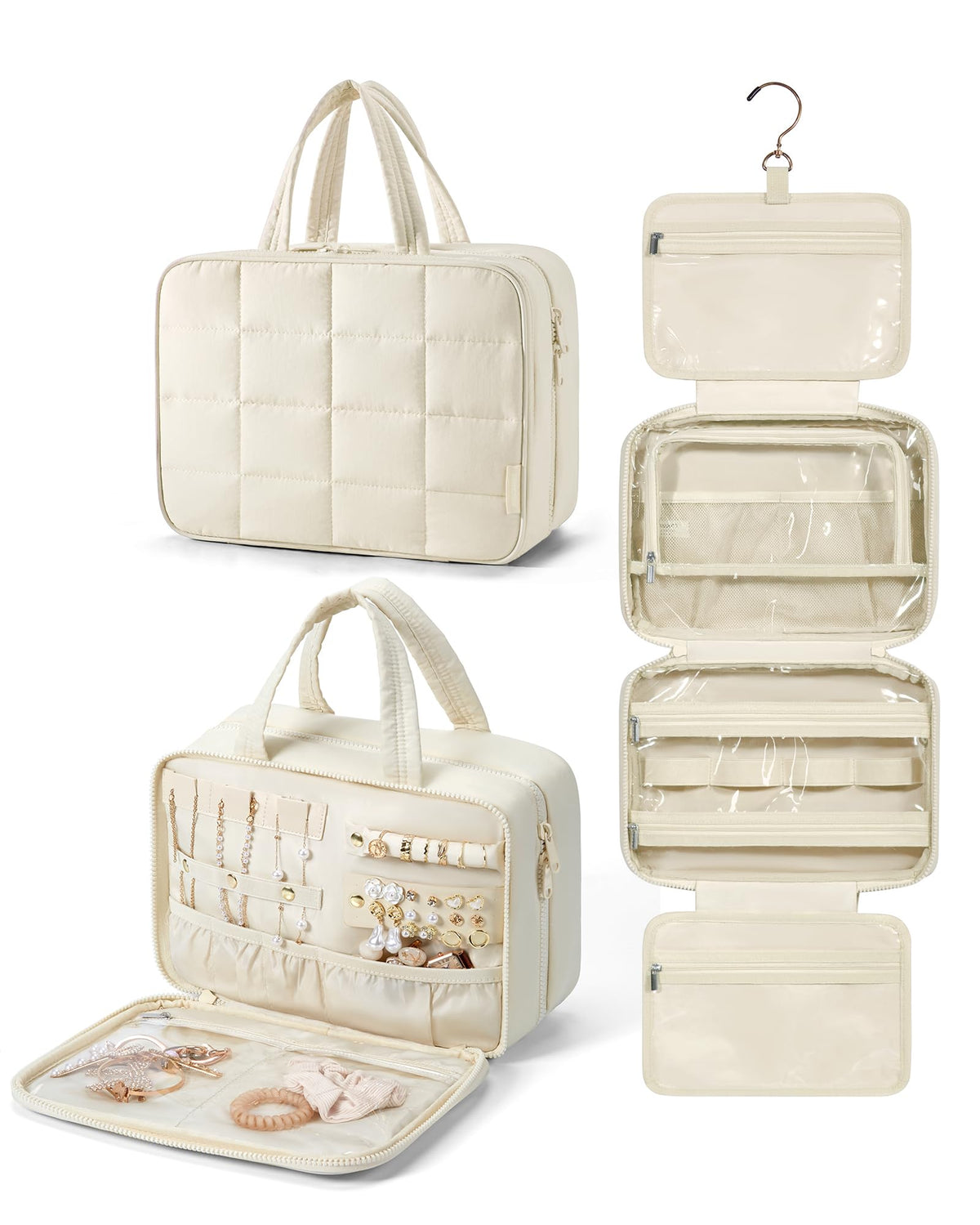 BAGSMART bolso de aseo viaje con joyero integrado para organizar joyas con facilidad.