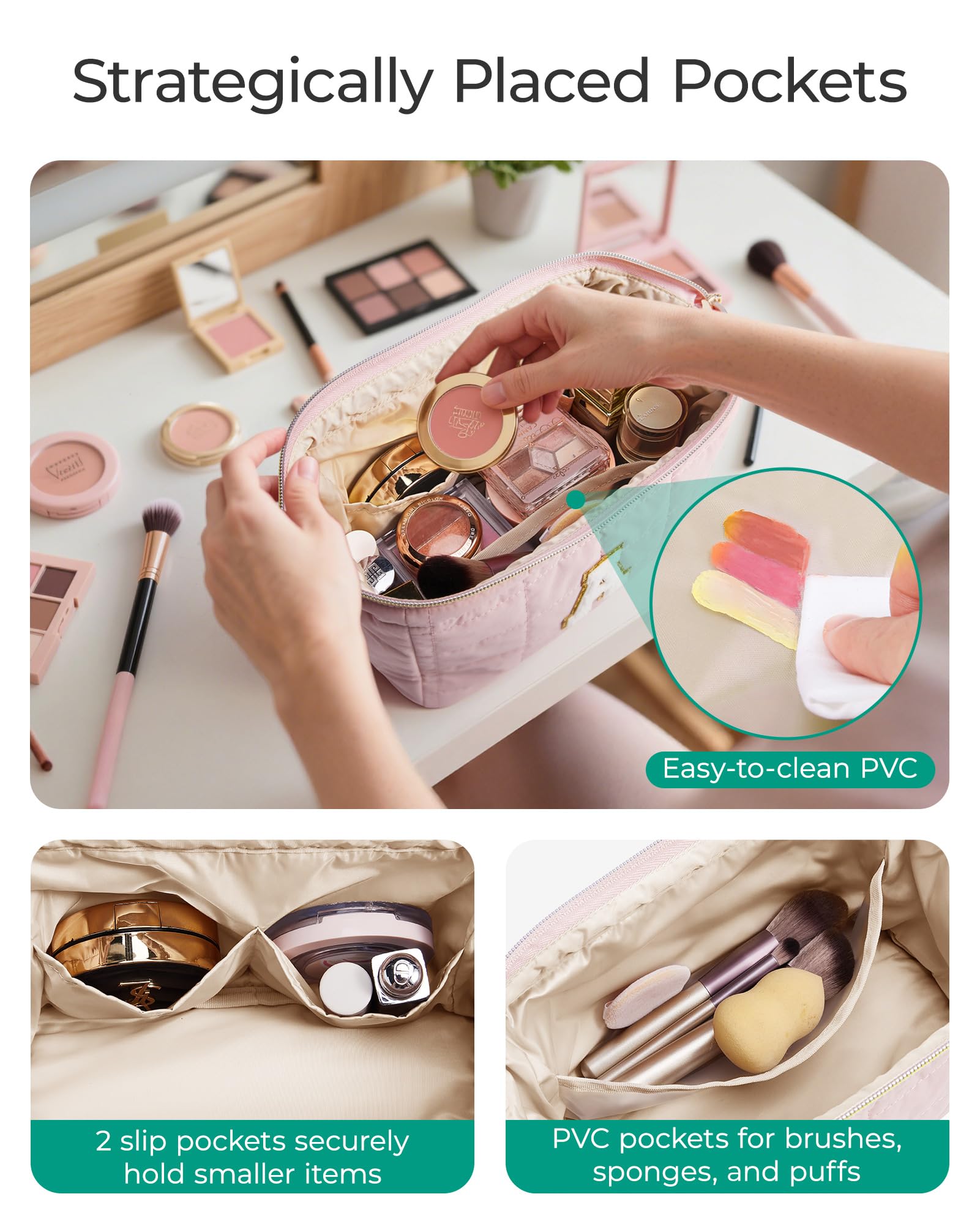 BAGSMART bolso maquillaje gran capacidad para tus esenciales