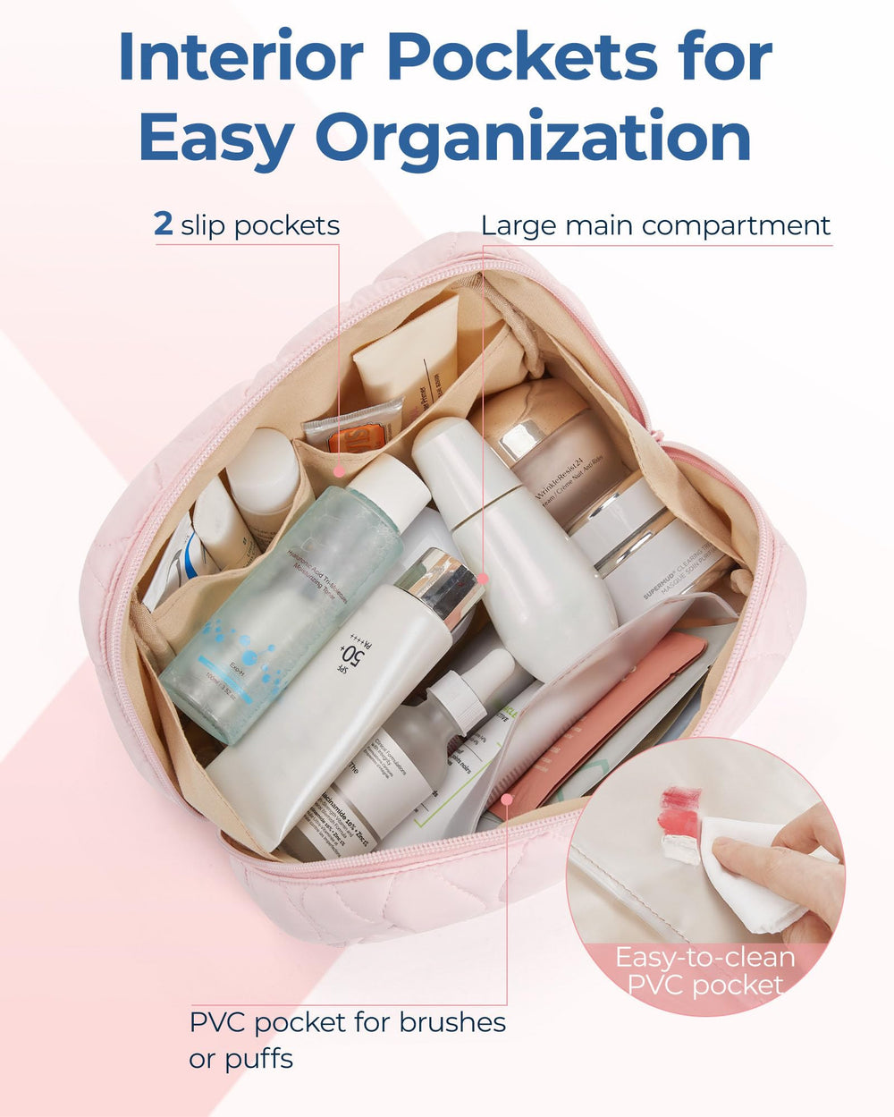 BAGSMART maletín cosméticos viaje con gran capacidad para tus productos