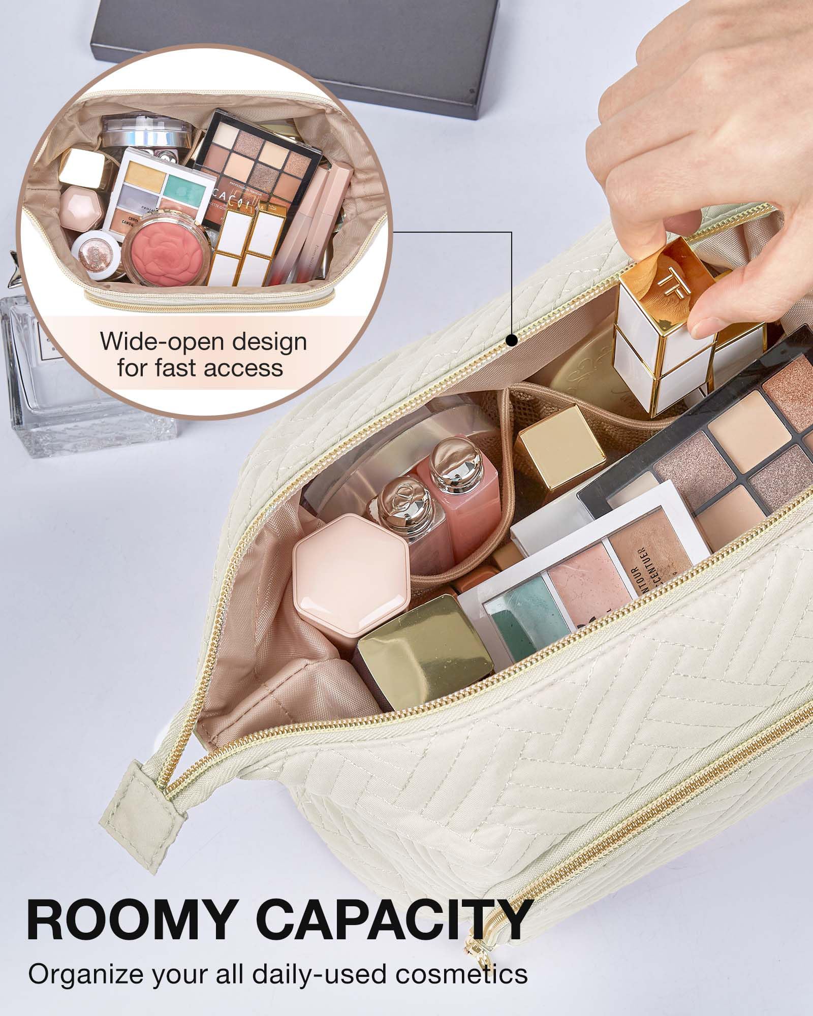BAGSMART Travel Makeup Bag bolsillo frontal para objetos pequeños
