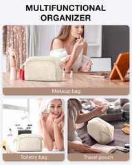 BAGSMART Travel Makeup Bag tejido resistente al agua protege cosméticos