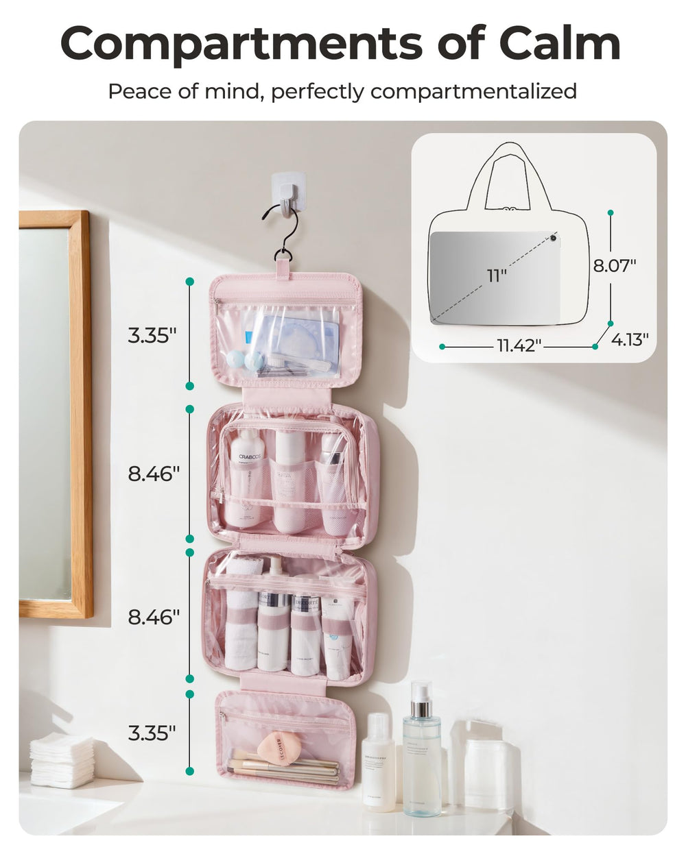 BAGSMART trousse à fermetures doubles pour un accès rapide.