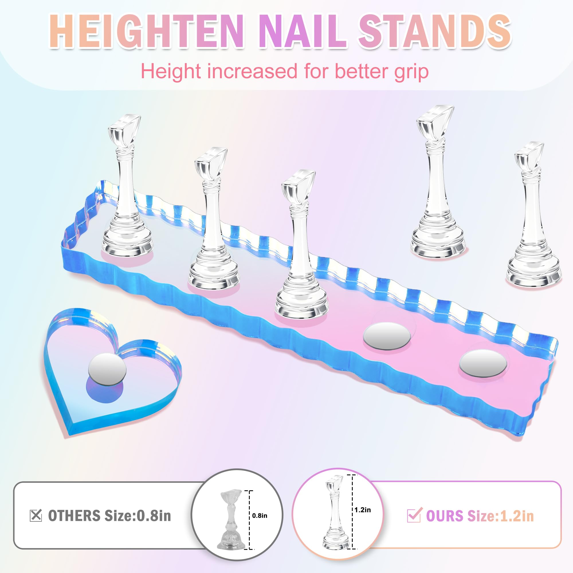 Soportes acrílicos BAGTeck para practicar arte de uñas.