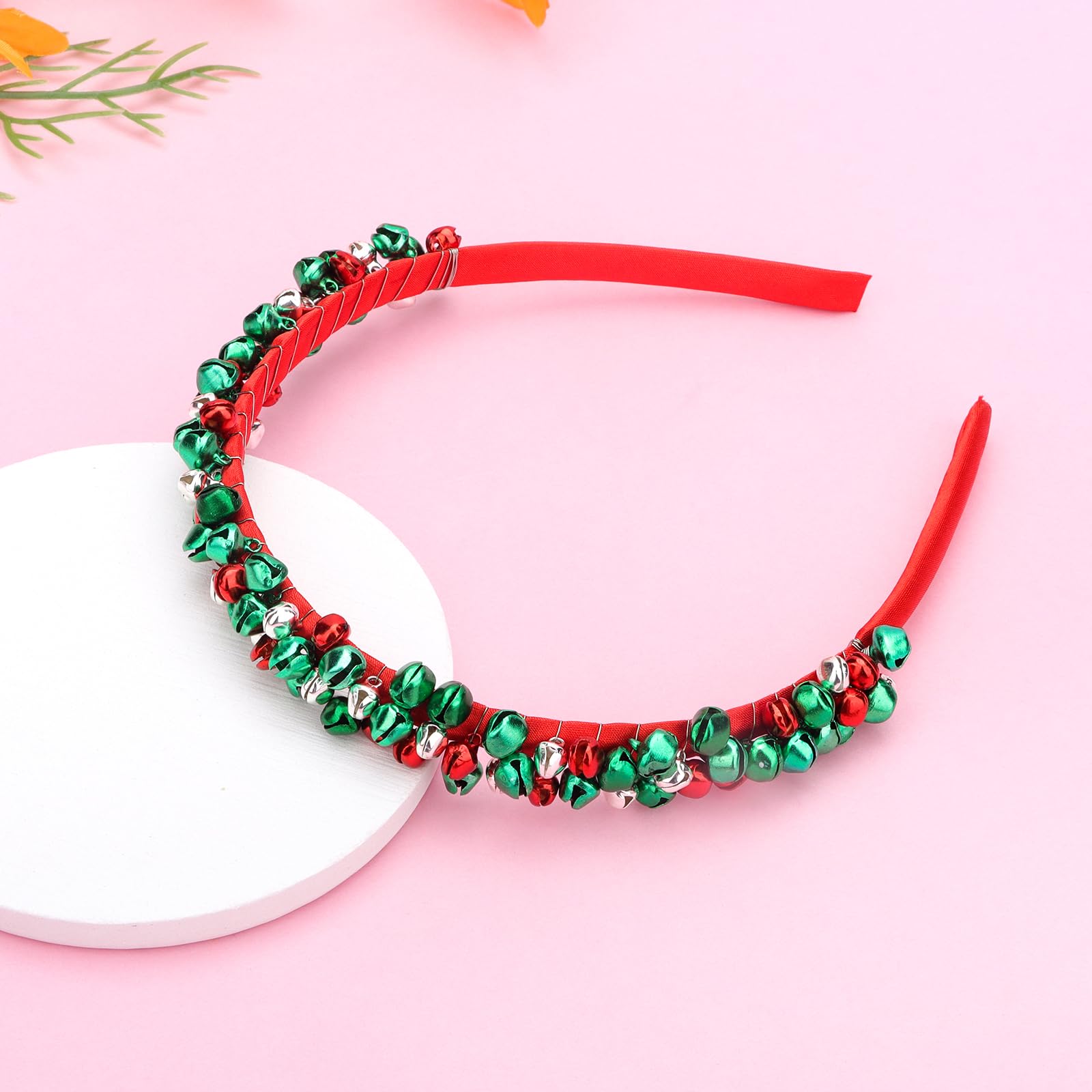 Diadema navideña BAHABY con cascabel verde para looks navideños