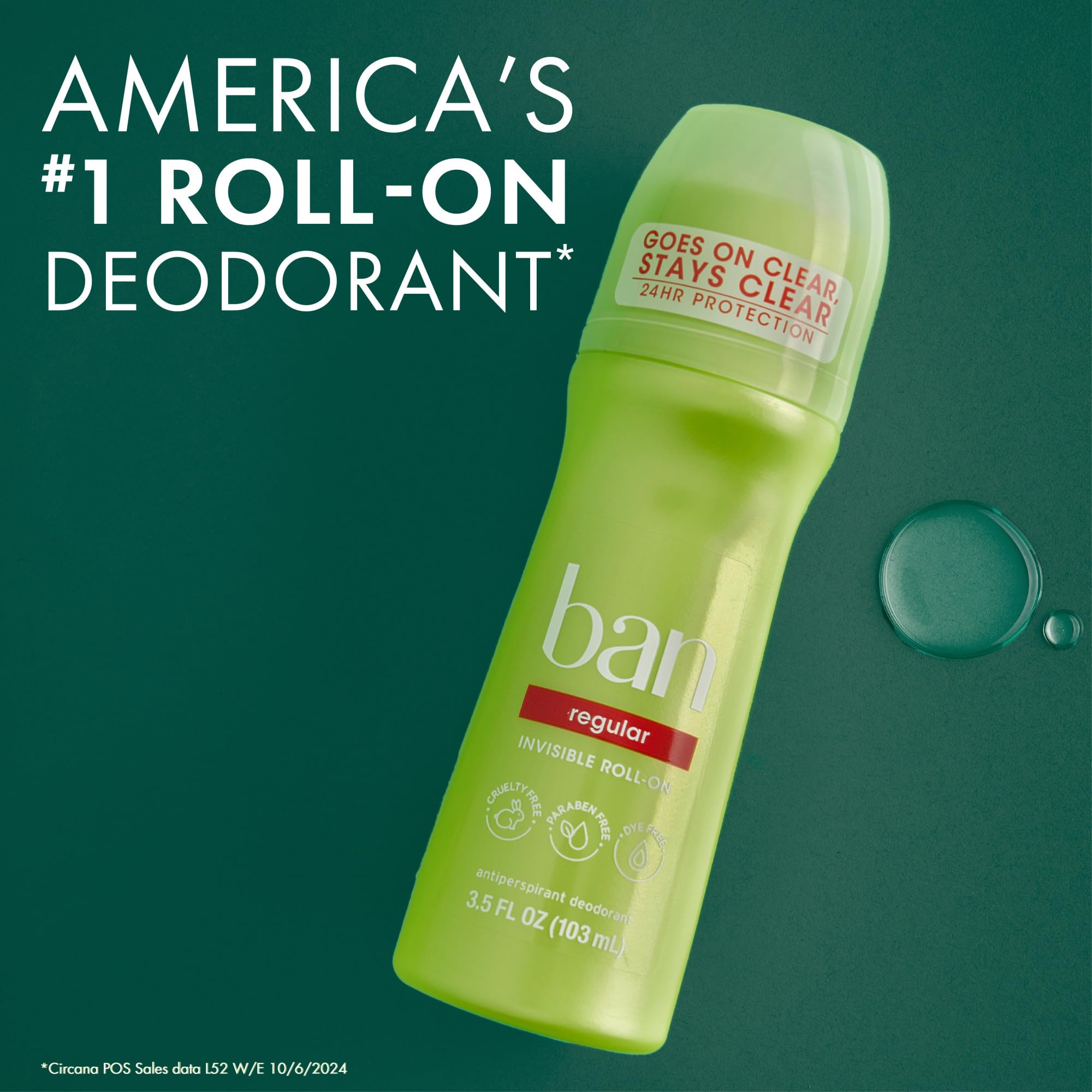 Ban Invisible Roll-On aplicación transparente para un look limpio.