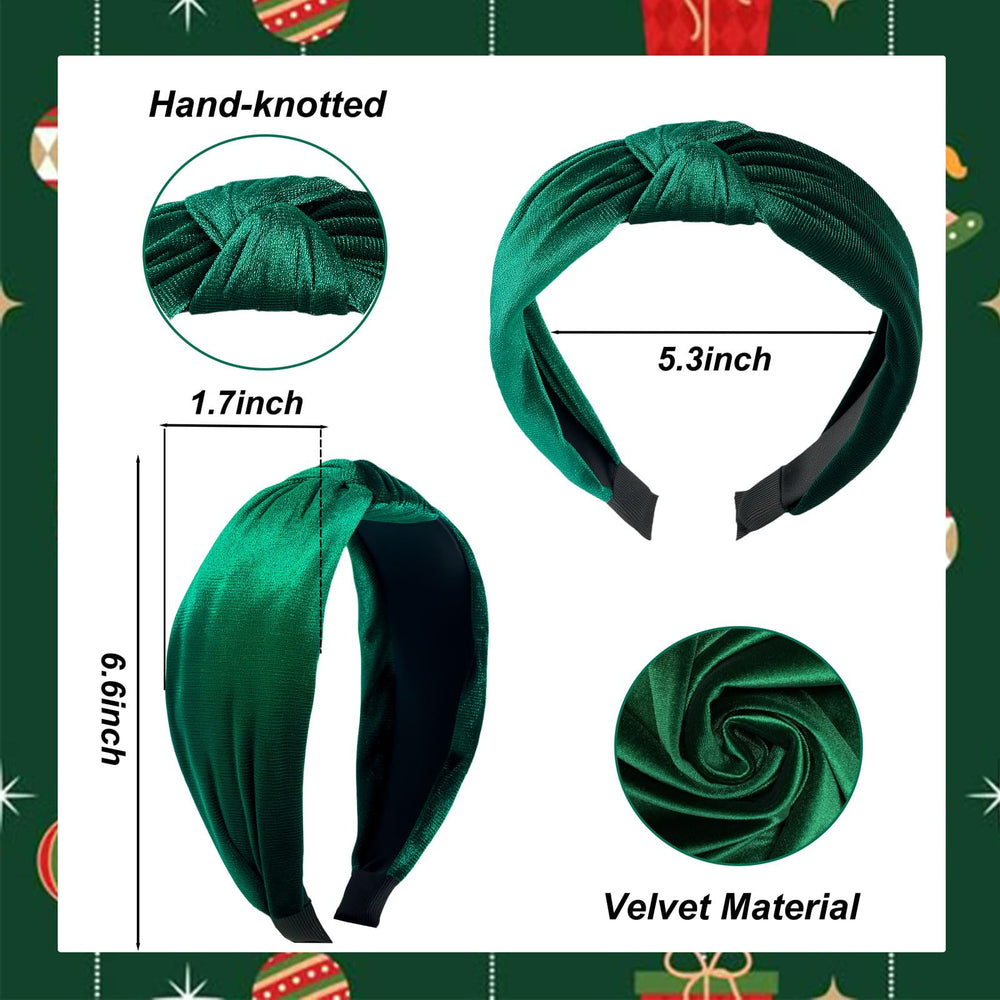 Banda nudo navideño en terciopelo, ajuste cómodo para todo el día.