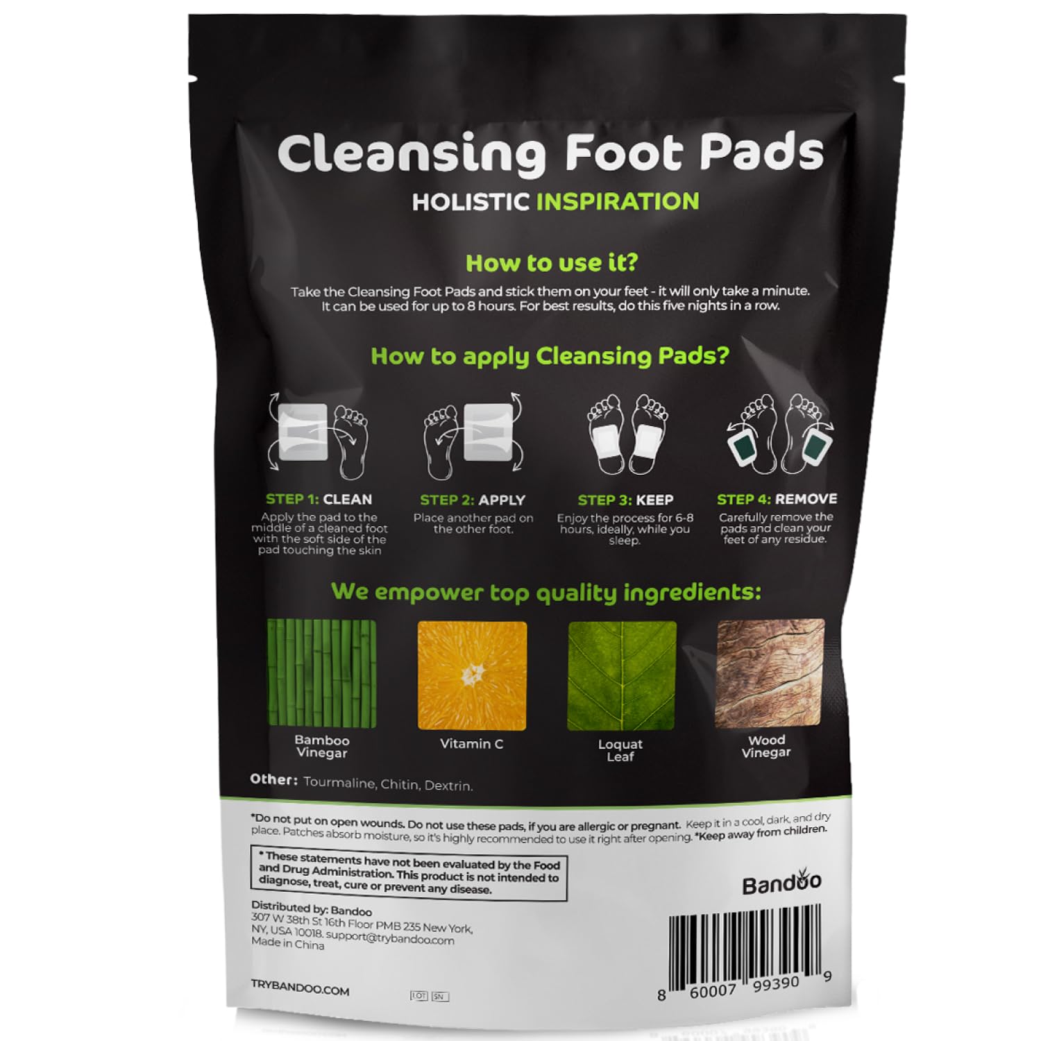 Bandoo Foot Pads, regalo práctico con bambú-vinagre-tourmalina para cuidado de pies.