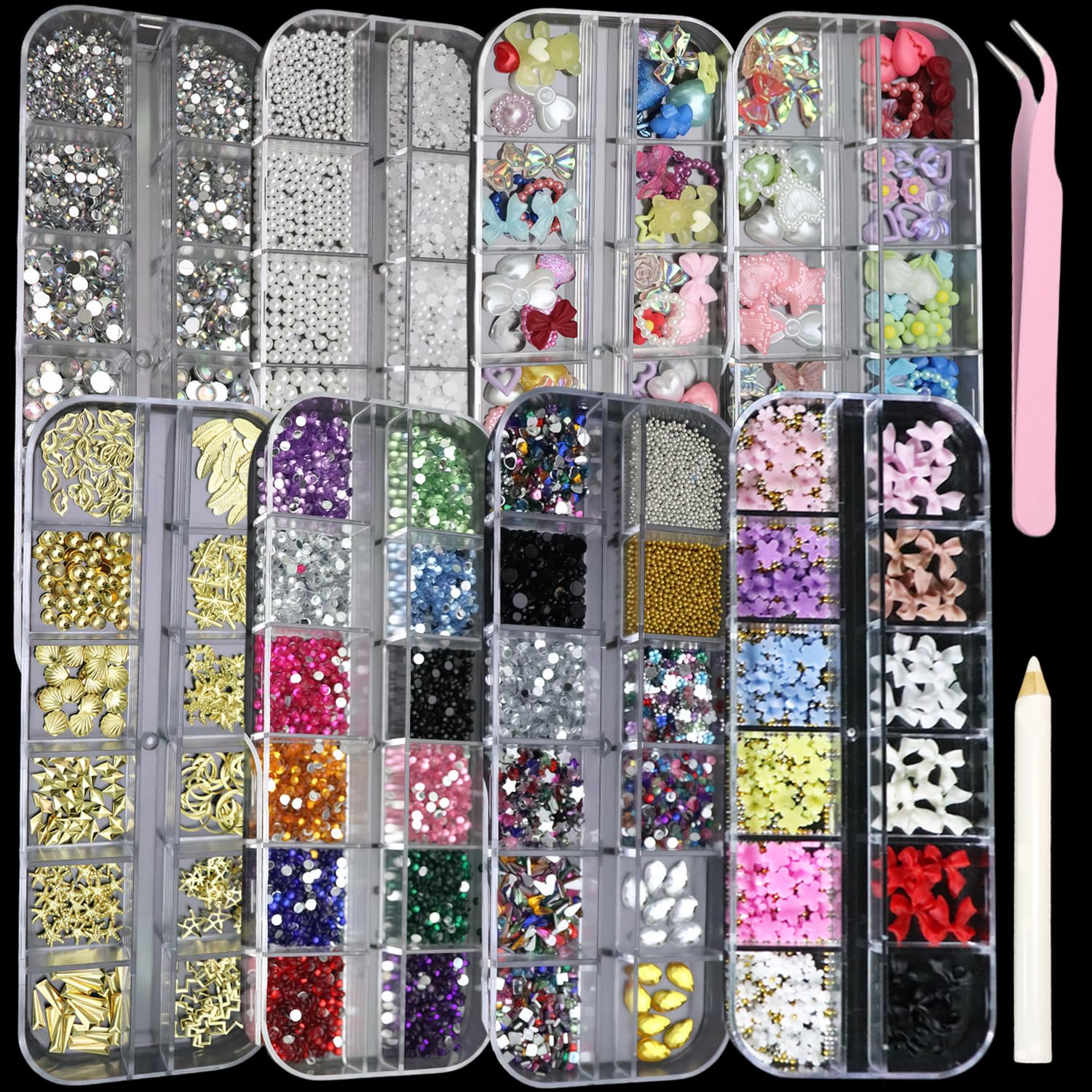 BAOYAALIN juego de charms para uñas con lazos y corazones para diseño único