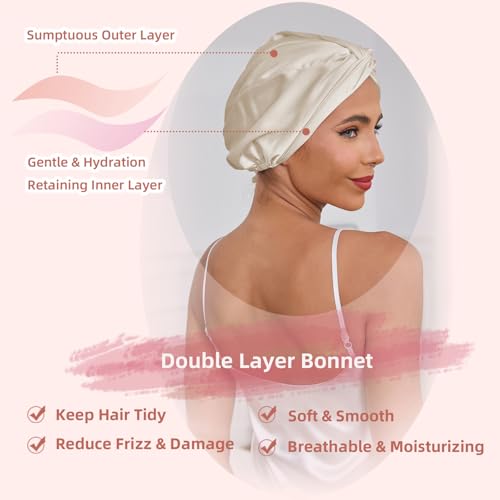 Baqzqudnl bonete nocturno para cabello rizado y liso sin frizz