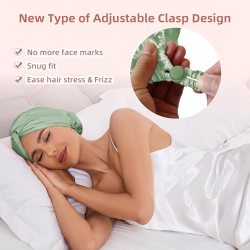 Double-layer silk satin lining of Baqzqudnl bonnet protects hair during sleep and minimizes friction.
