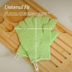 Bare Botanics pack de cuatro guantes exfoliantes para la higiene corporal.