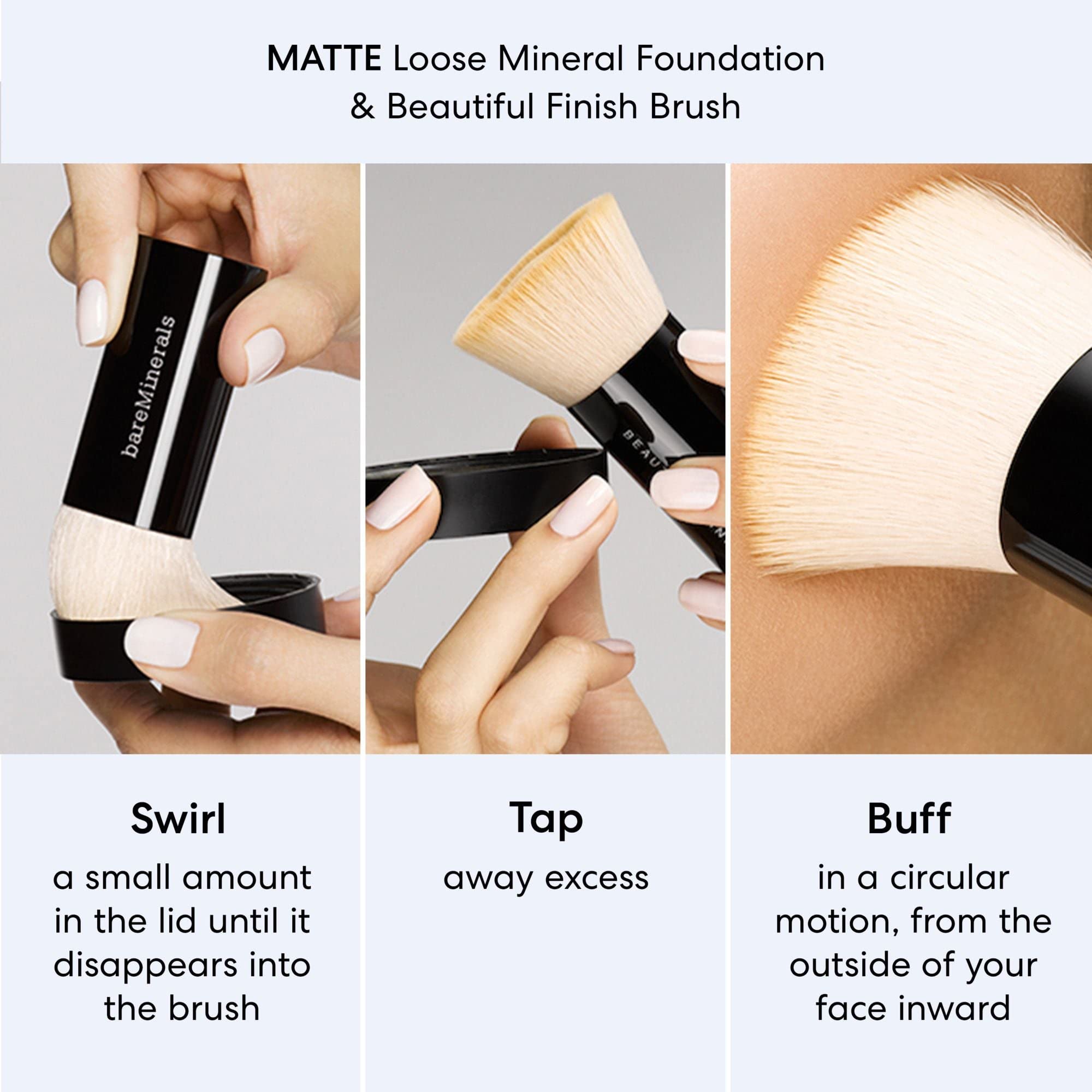 bareMinerals envase sin derrame, práctico para retoques