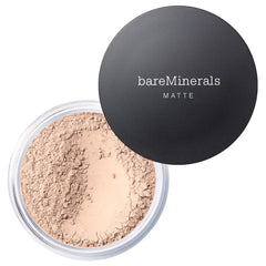 bareMinerals Original Matte Foundation SPF 15 en frasco, acabado mate suave para control del brillo.