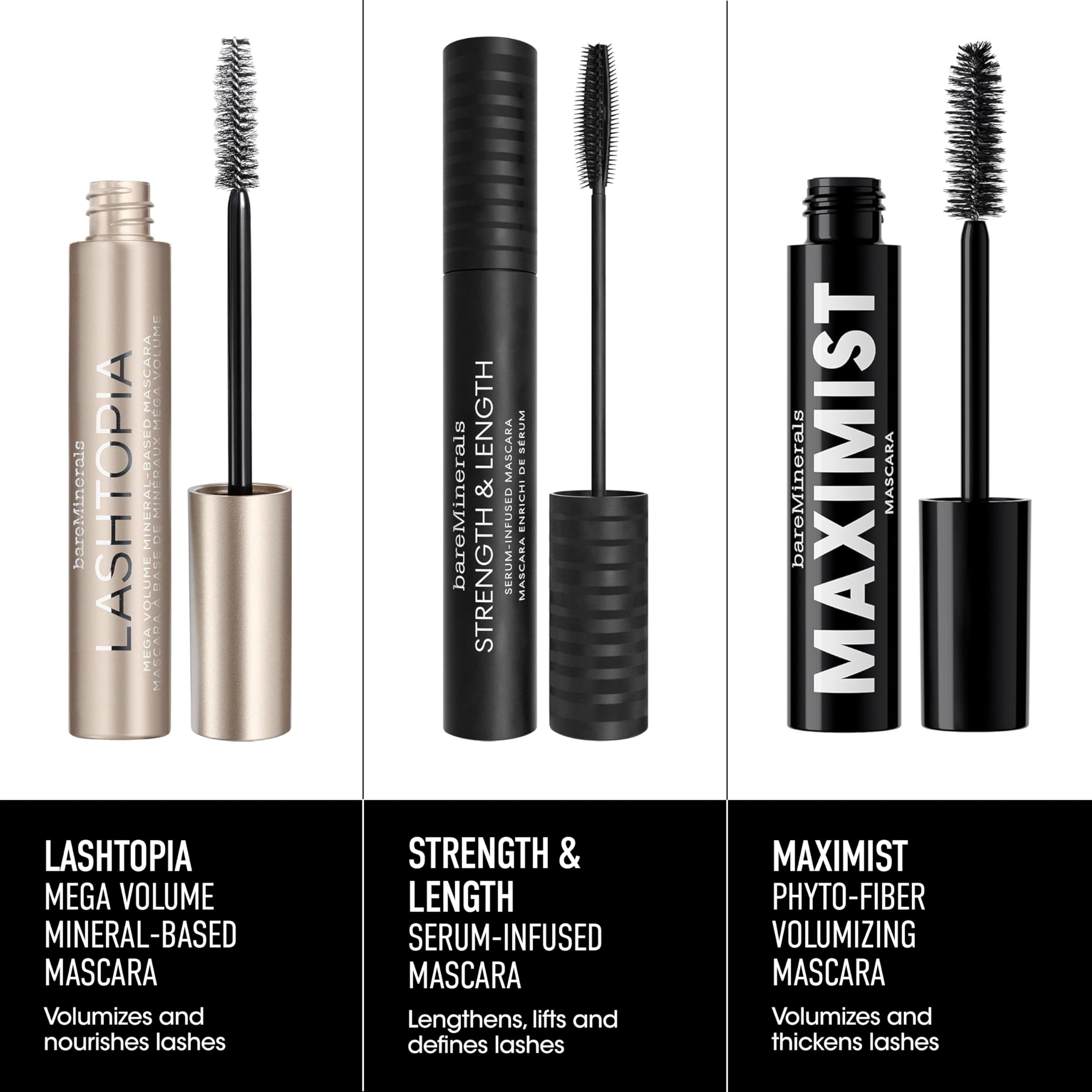 BareMinerals Strength & Length Mascara se retira fácilmente con desmaquillante