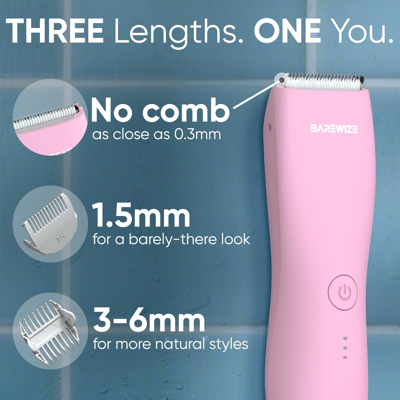 BAREWIZE Bikini Trimmer agarre antideslizante para uso mojado