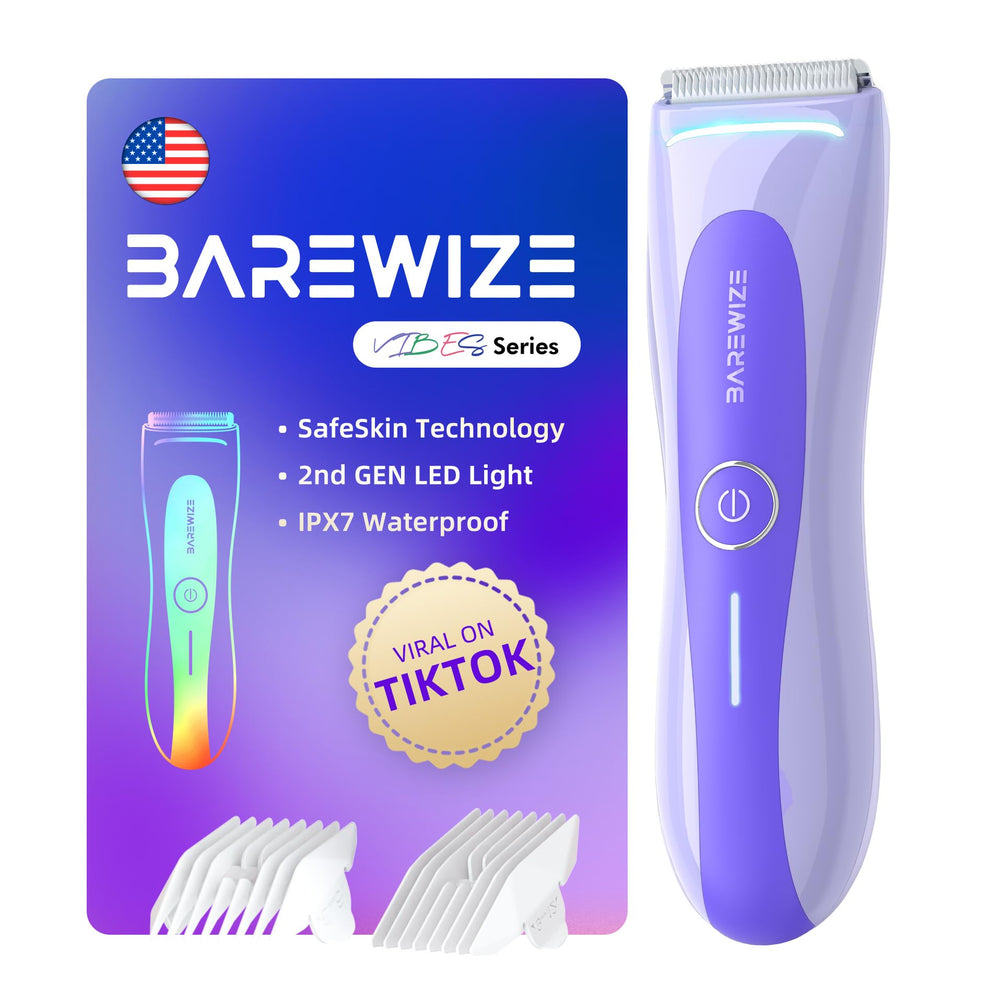 BAREWIZE Bikini Trimmer con luz LED para precisión en zonas sensibles.