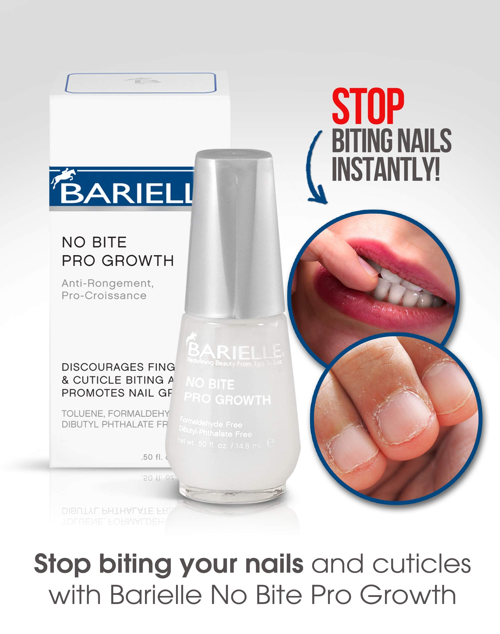 Aplicación de Barielle No Bite Pro Growth en uñas para evitar morder
