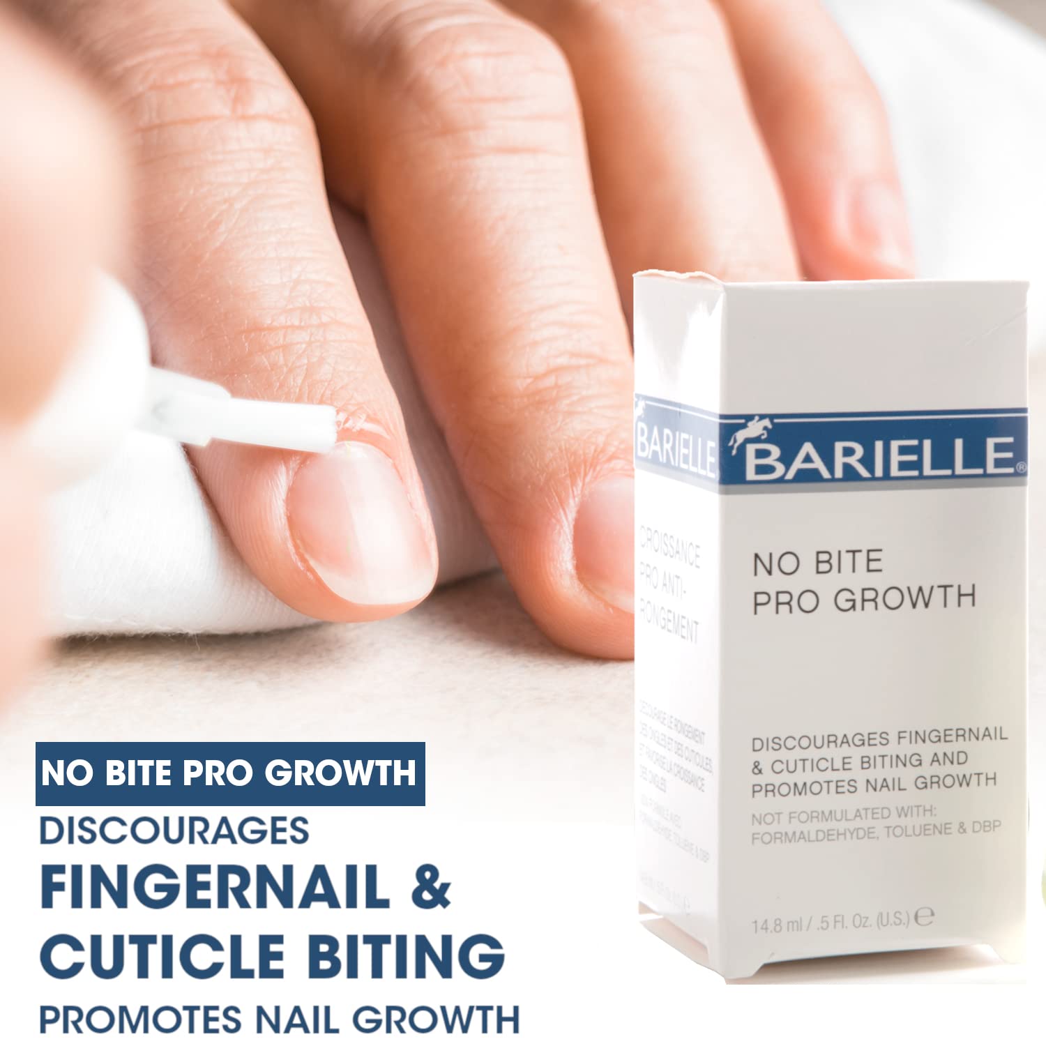 Fórmula sin nitrocelulosa de Barielle No Bite Pro Growth cuida uñas