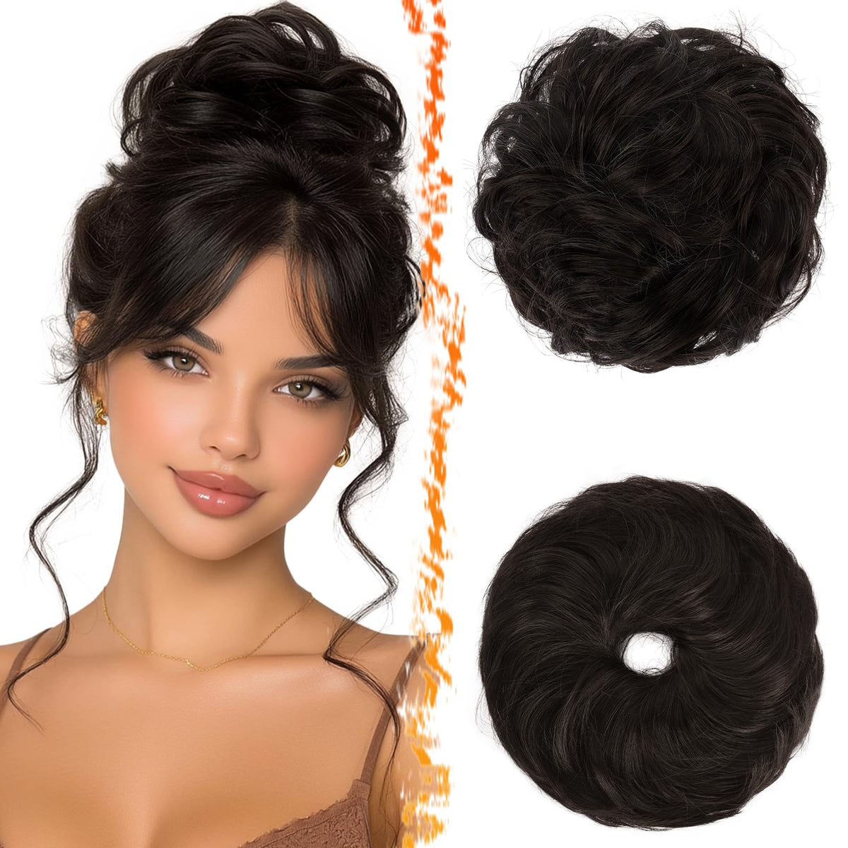 BARSDAR donut bun marrón oscuro, añade volumen instantáneo para peinados diarios