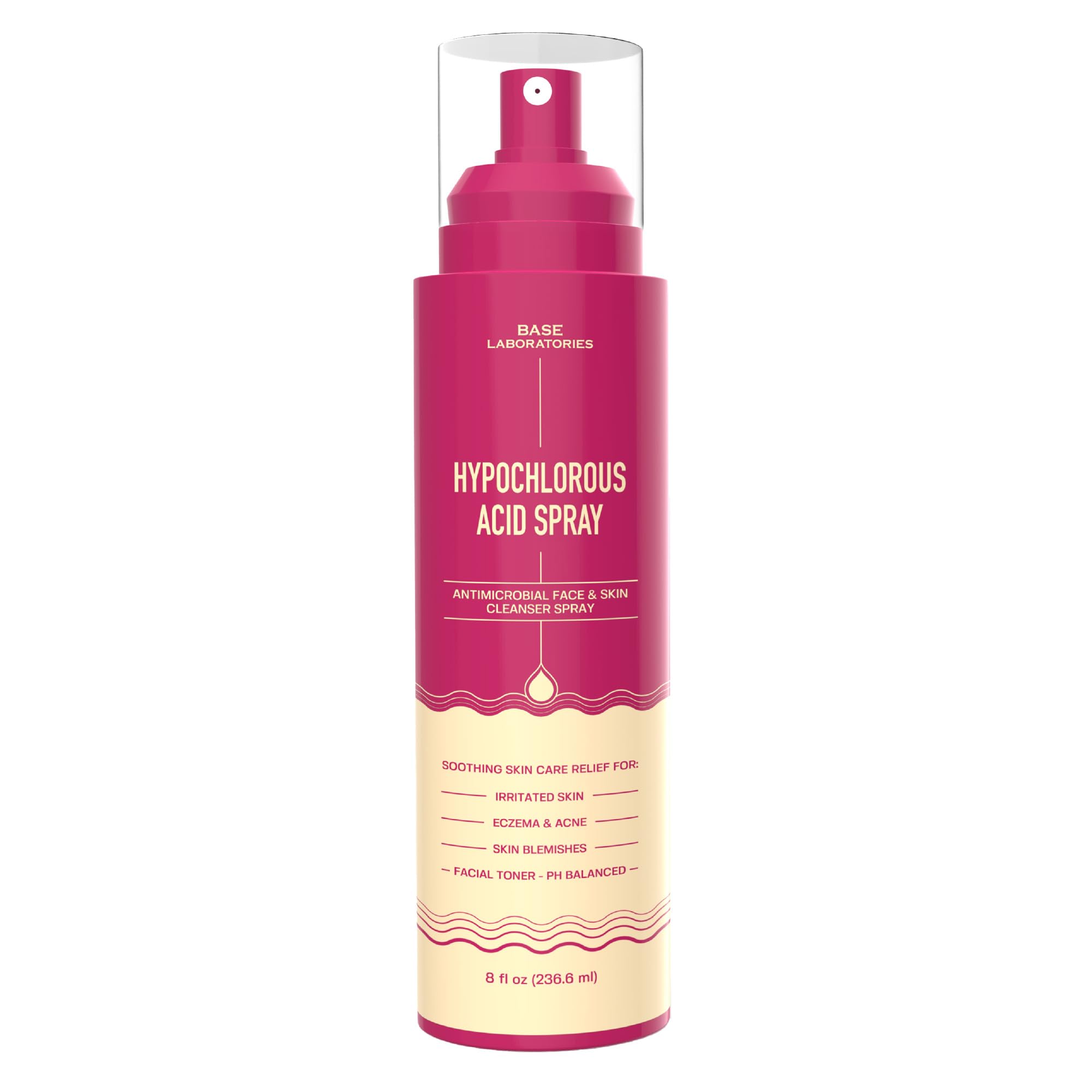 BASE LABORATORIES Hipocloroso facial rociador, uso diario para piel sensible.