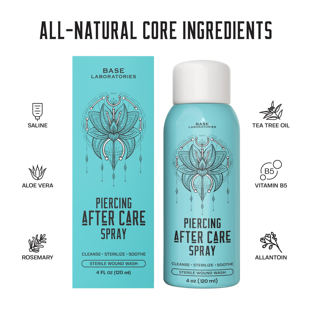 BASE LABORATORIES solución salina – limpieza suave para perforaciones