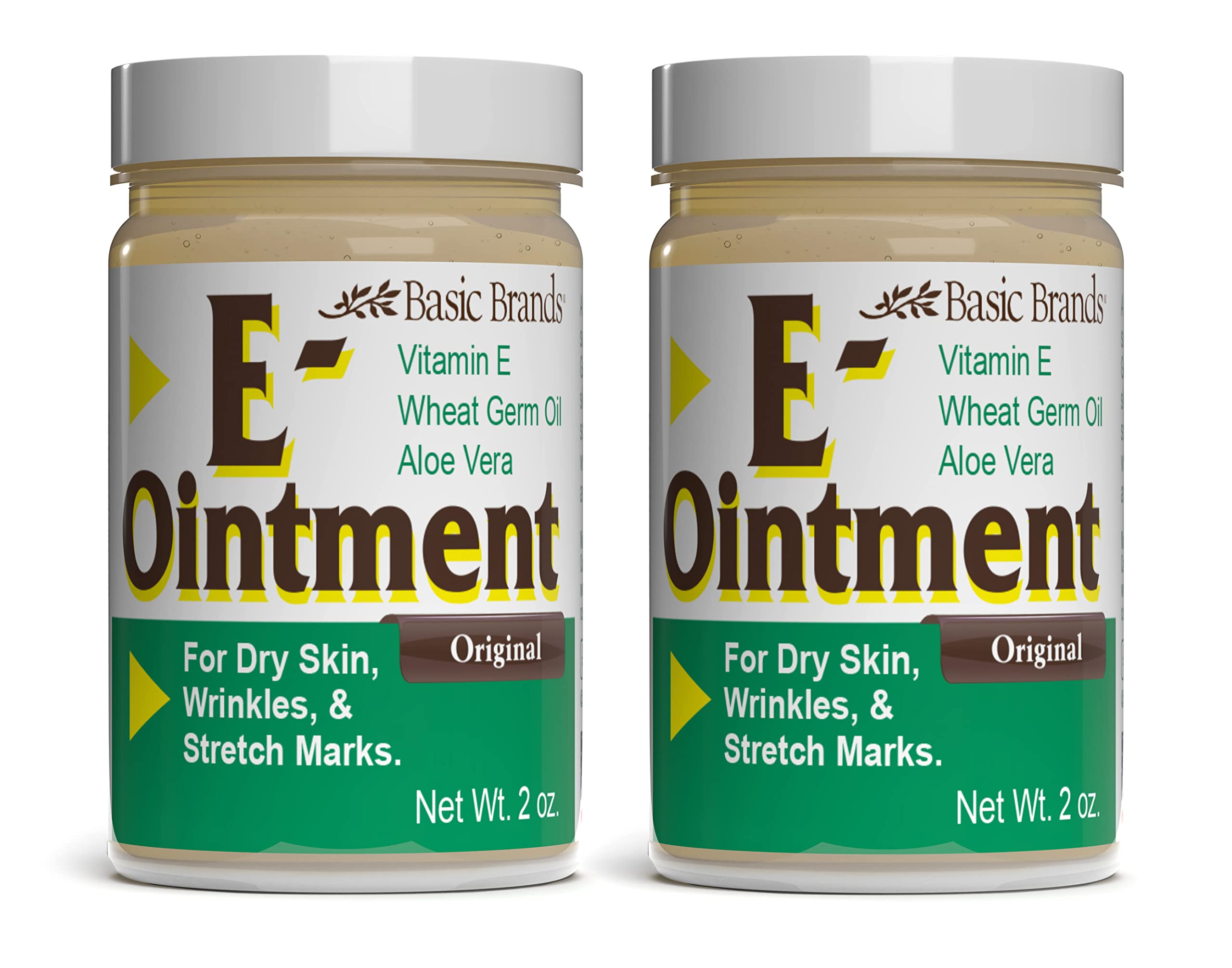Basic Organics Vitamina E Pomada 2oz, hidratación suave para piel seca.