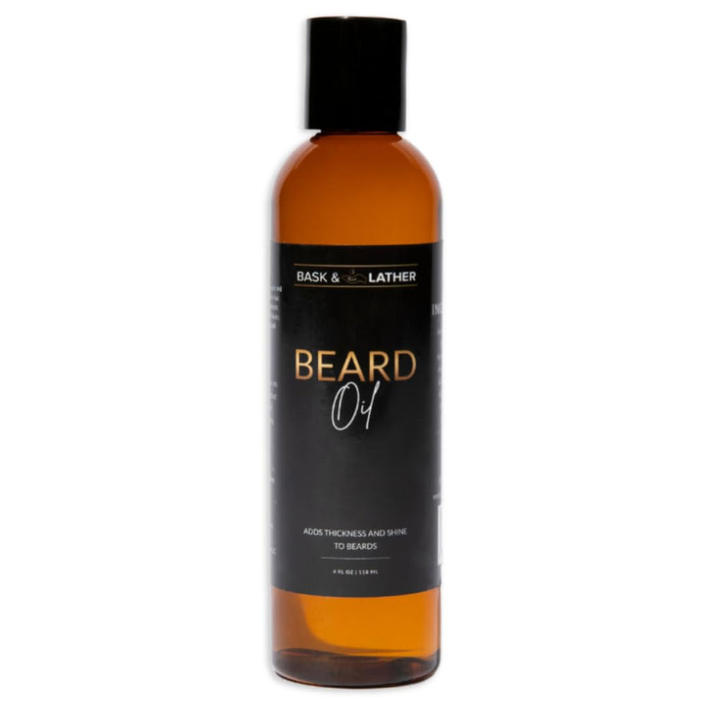 BASK & LATHER aceite-barba: hidratación profunda para barba suave y brillante.