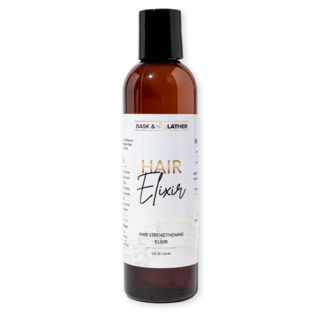 BASK & LATHER Elixir, aceite fortificante para cabello, promueve hidratación.