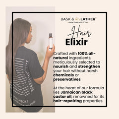 BASK & LATHER Elixir, cuidado capilar para volumen y densidad del cabello.