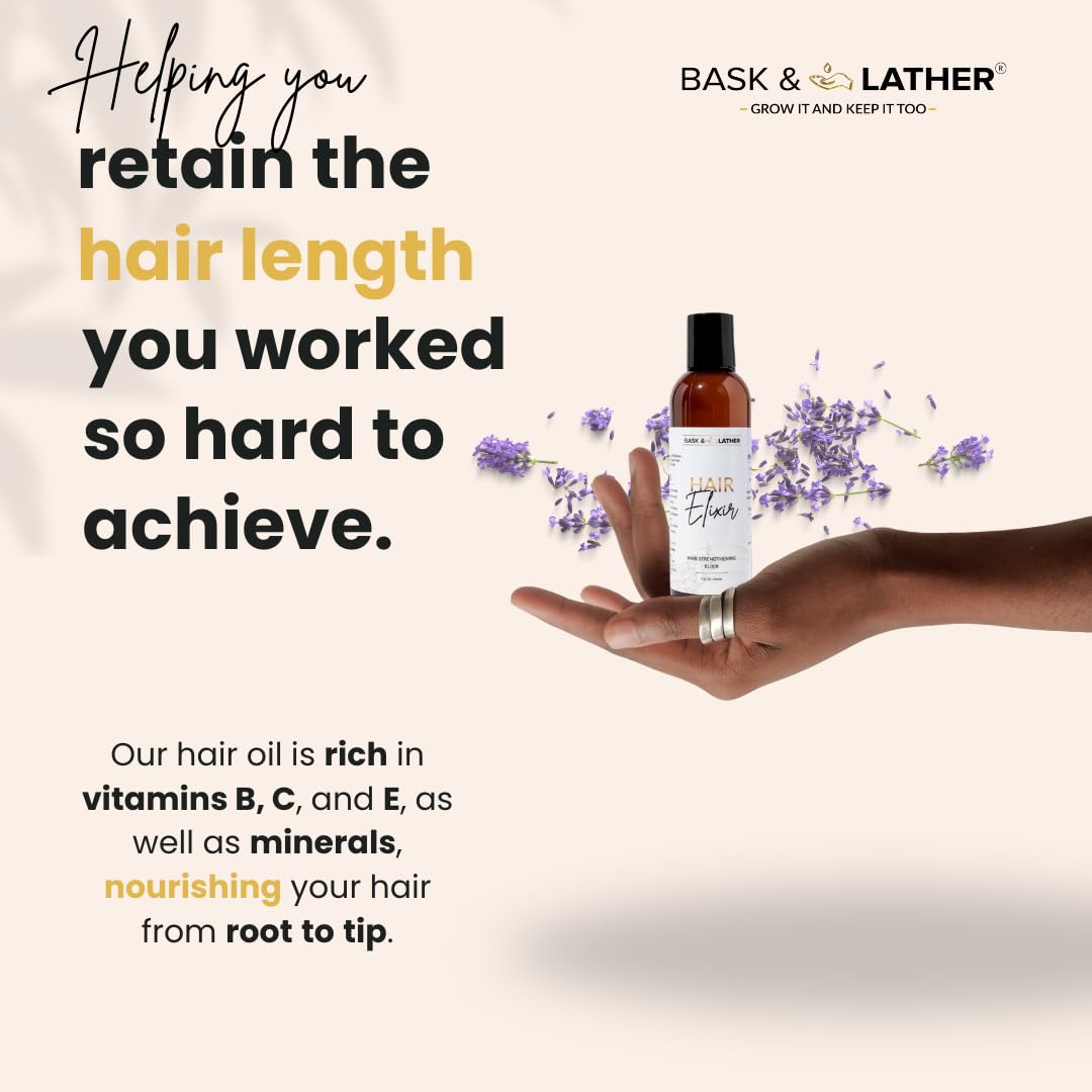 BASK & LATHER Elixir, protección de color para cabellos teñidos.