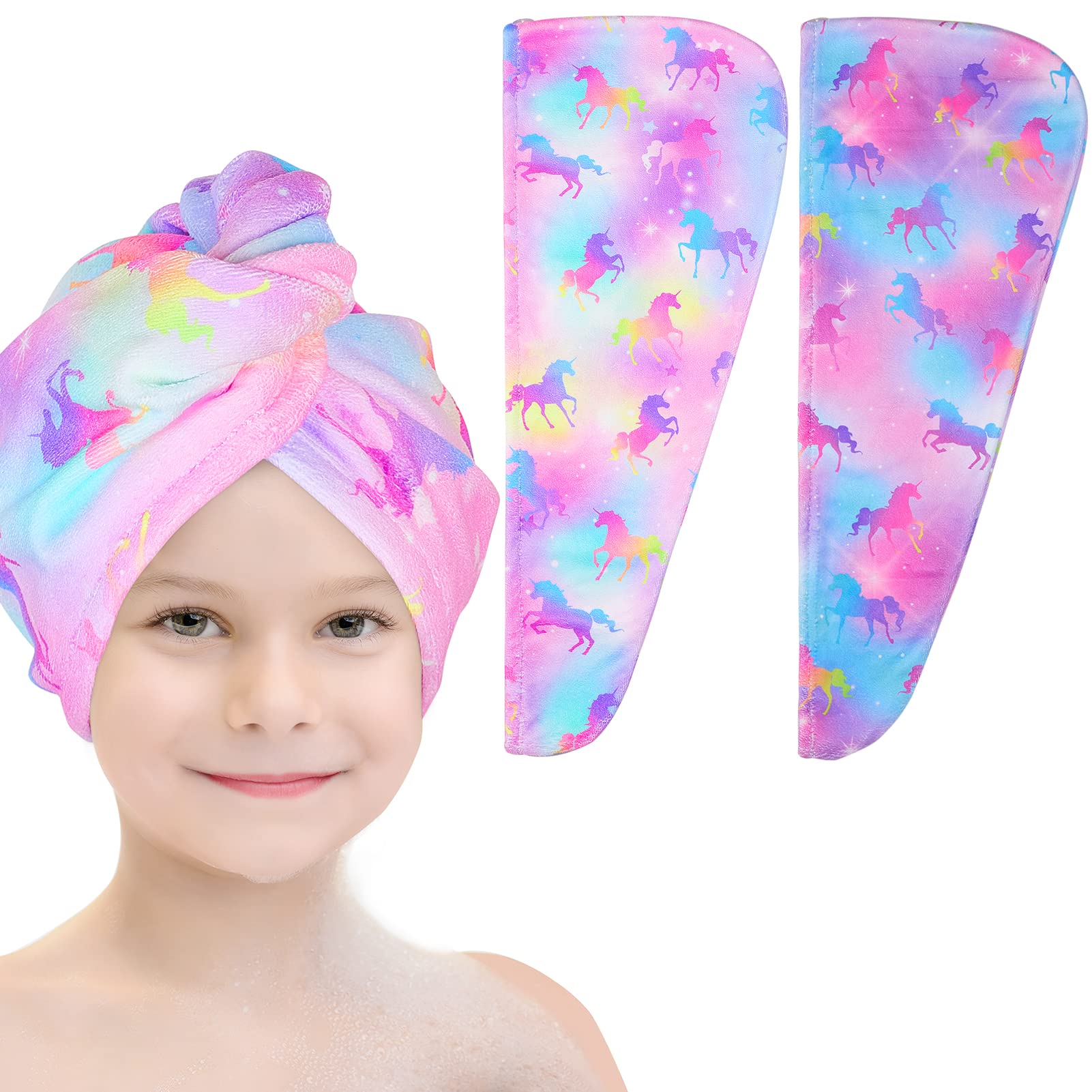 Basumee toalla de pelo microfibra para niñas, unicornio, secado rápido y cómodo