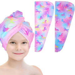 Basumee toalla de pelo microfibra para niñas, unicornio, secado rápido y cómodo