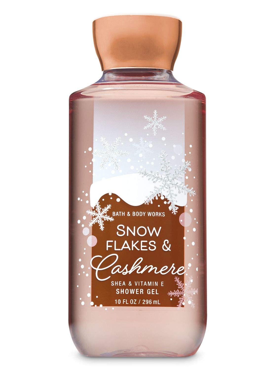 Bath & Body Works Snow Flakes & Cashmere, botella de ducha, fragancia envolvente para uso diario