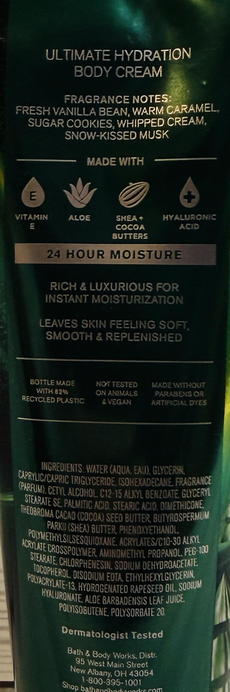 Bath & Body Works Vanilla Bean Noel crema corporal 8oz dúo, uso diario hidratante.
