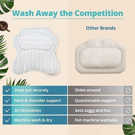 Bath Haven, oreiller bain sac lavable et étui de voyage inclus