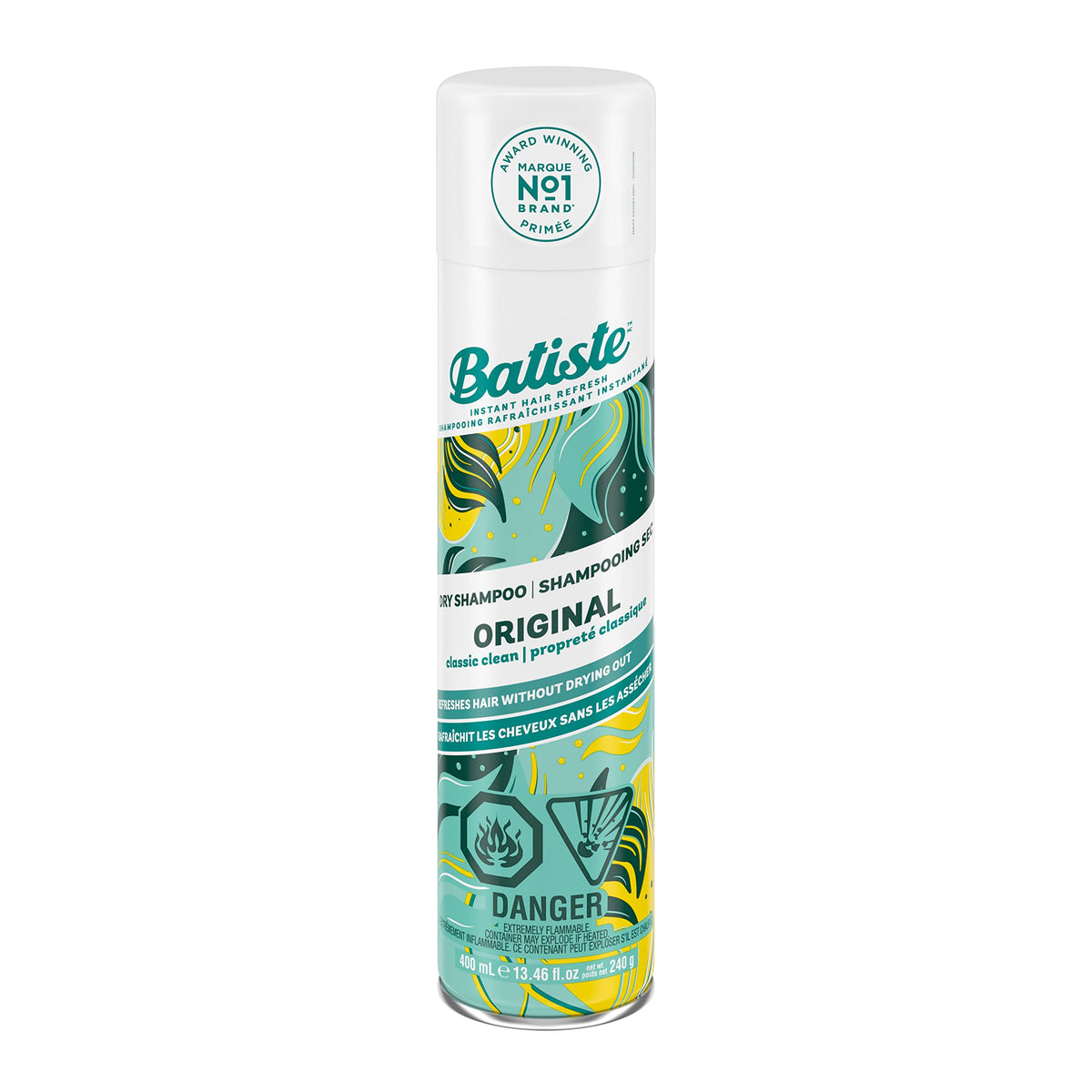 Batiste Champú Seco Original: botella distintiva para refrescar entre lavados.