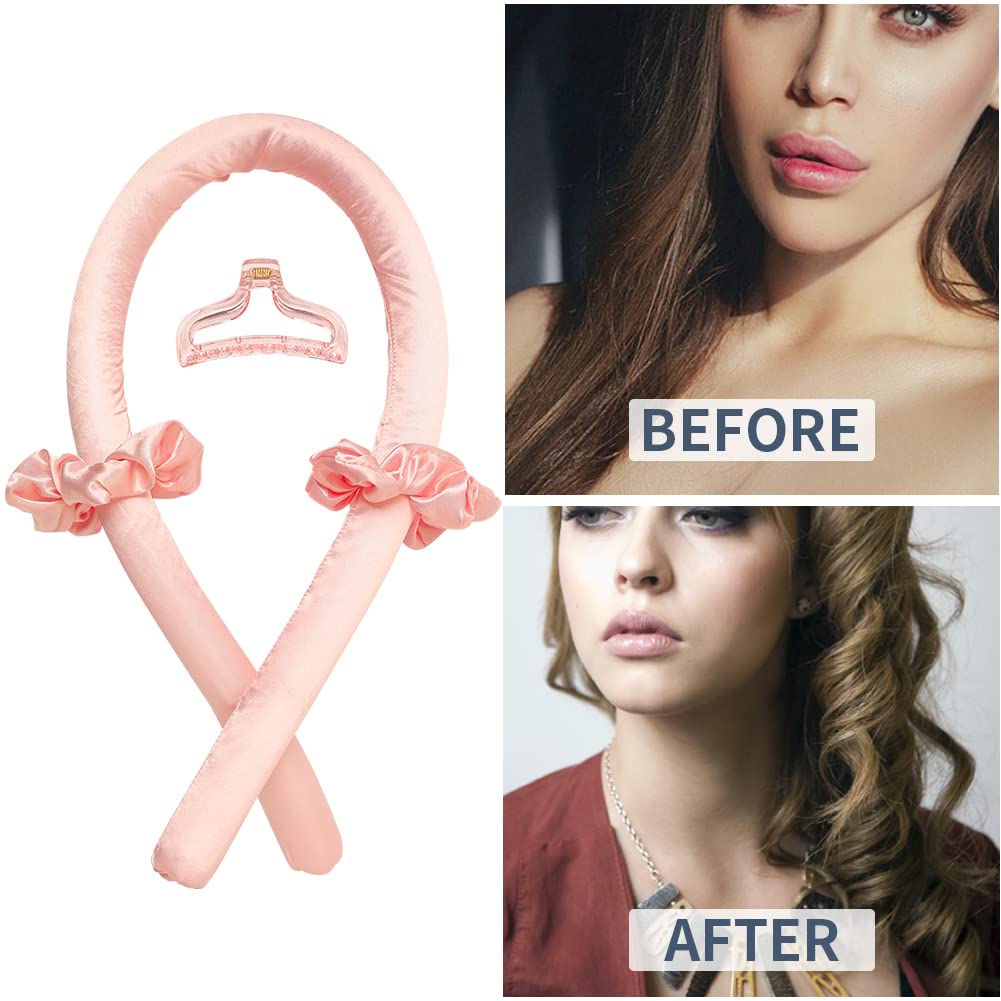 BATOUDE rodillo de seda para dormir rosa crea ondas naturales sin calor.