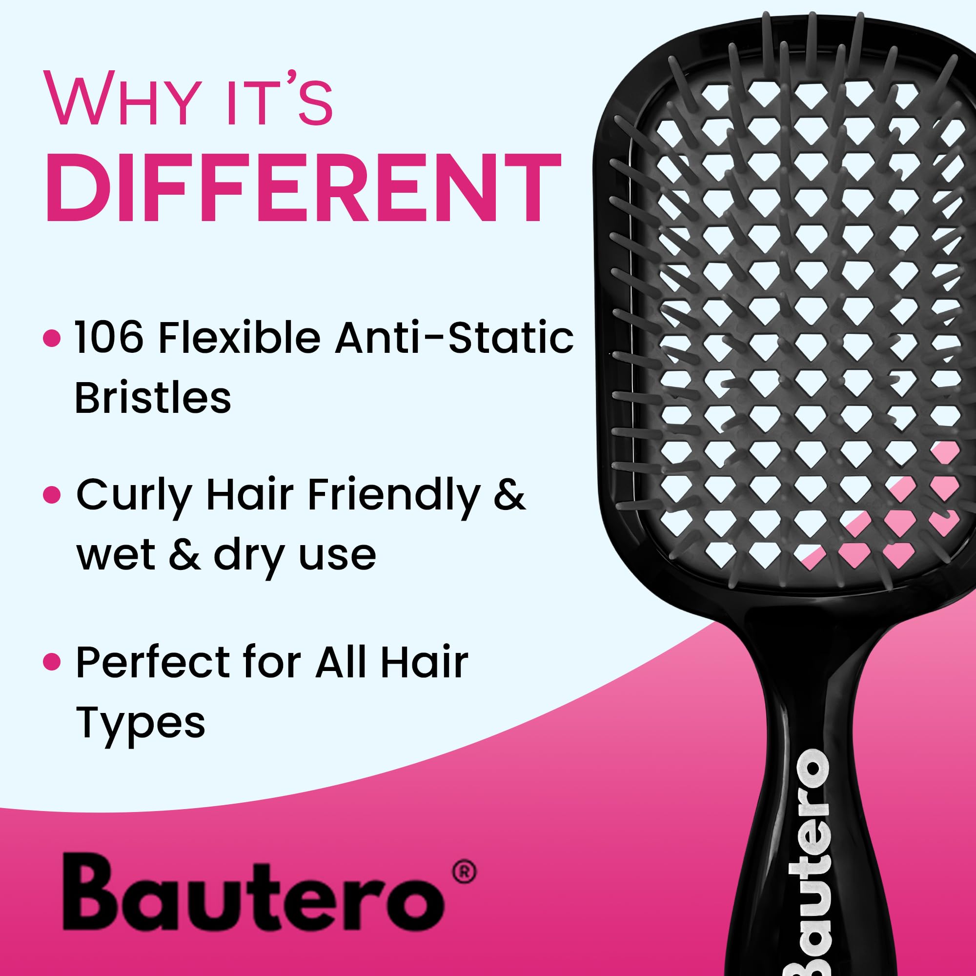 Bautero cepillo para cabello curly desenreda rizos con suavidad