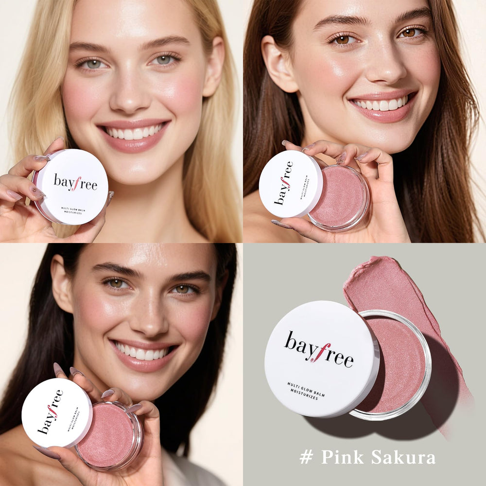 Bayfree Multi Glow Balm Set aplicación en rostro para un brillo suave
