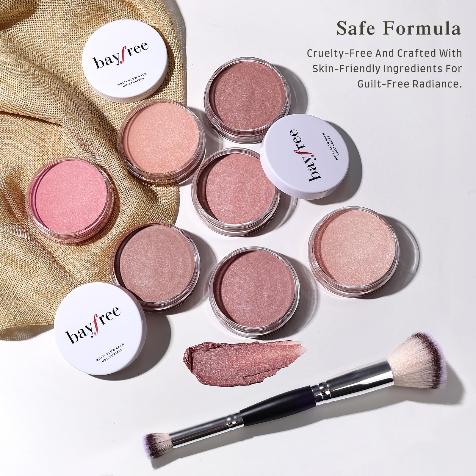 Bayfree Multi Glow Balm Set uso diario para mejillas labios y ojos