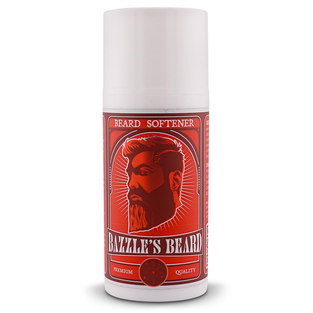 Bazzle's Beard Softener visto frontal, listo para mantener la barba suave.