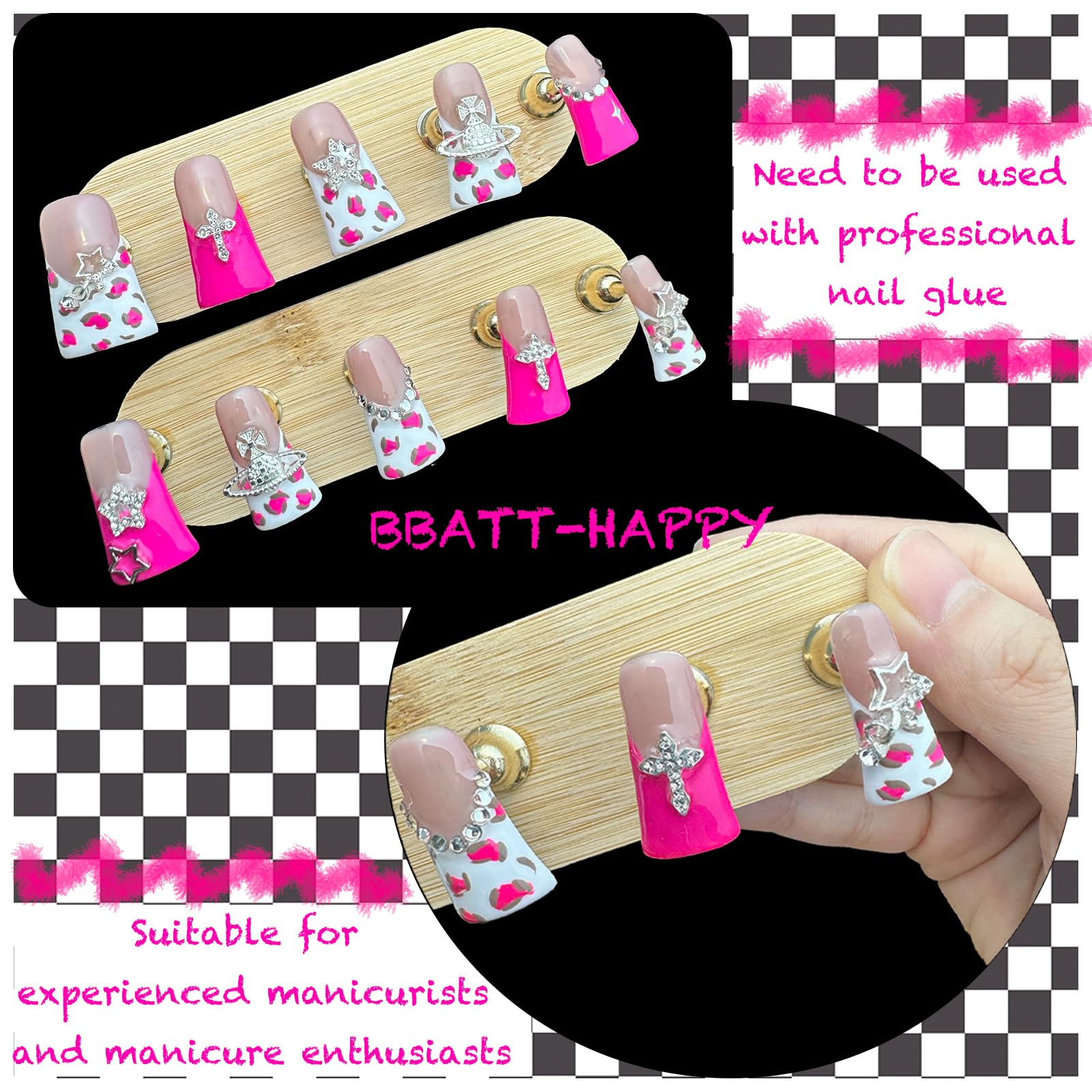 BBATT-HAPPY charms destellos para uñas, decoran con toque elegante en manualidades.