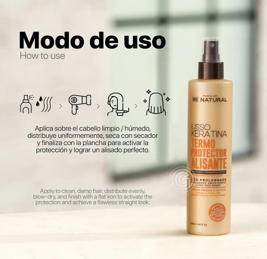Be Natural Lisso Keratina: keratina infundida para cabello liso y controlado.