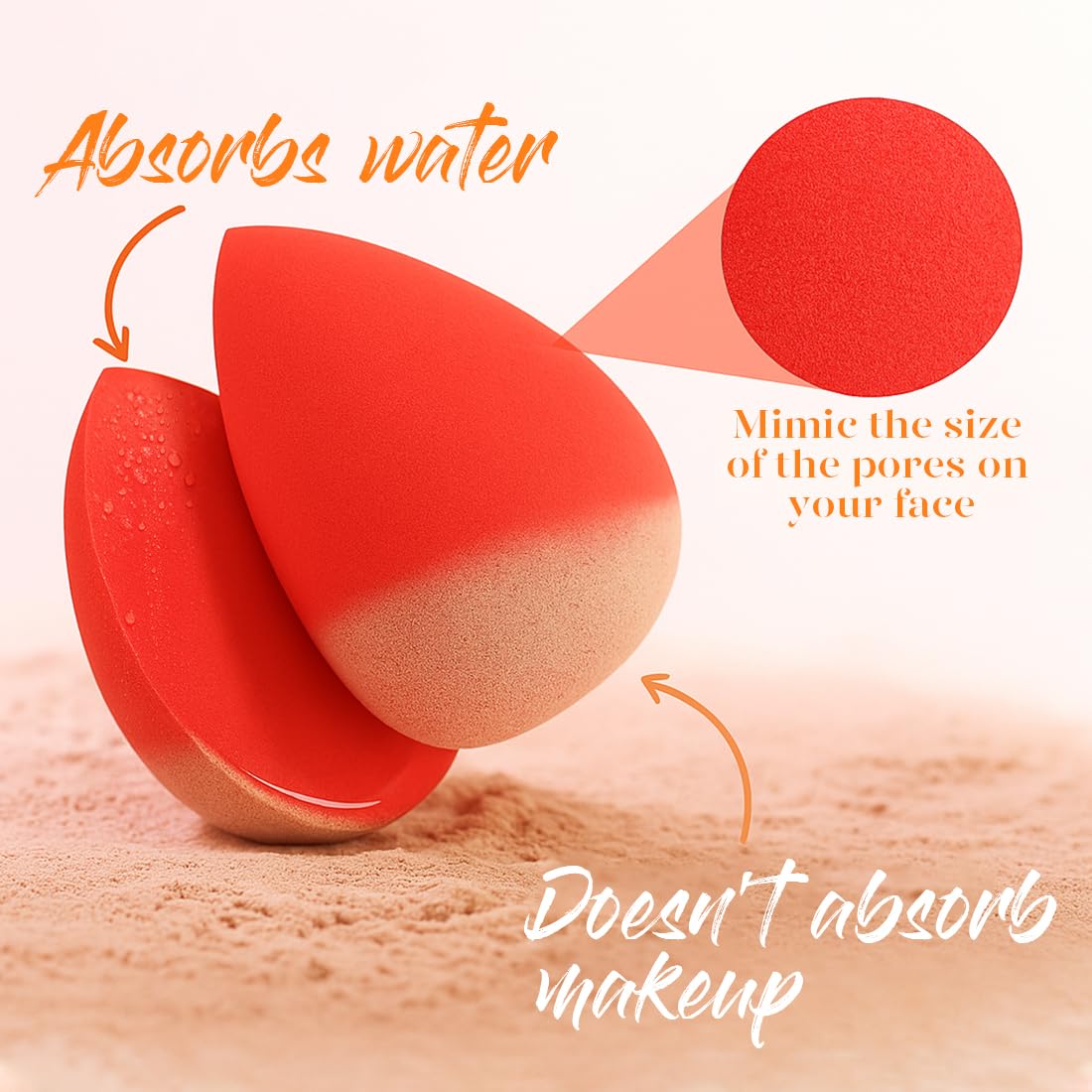 BEAKEY esponjas libres de latex para piel sensible y maquillaje suave