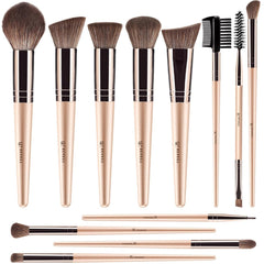 Pinceles BEAKEY veganos 12 piezas en estuche para maquillaje diario