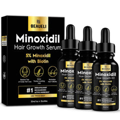 Beaueli Minoxidil 5% en 3-pack para densidad capilar potencial