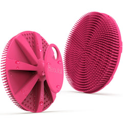 BEAUTAIL esponja corporal de silicona rosa para exfoliación suave en la ducha.