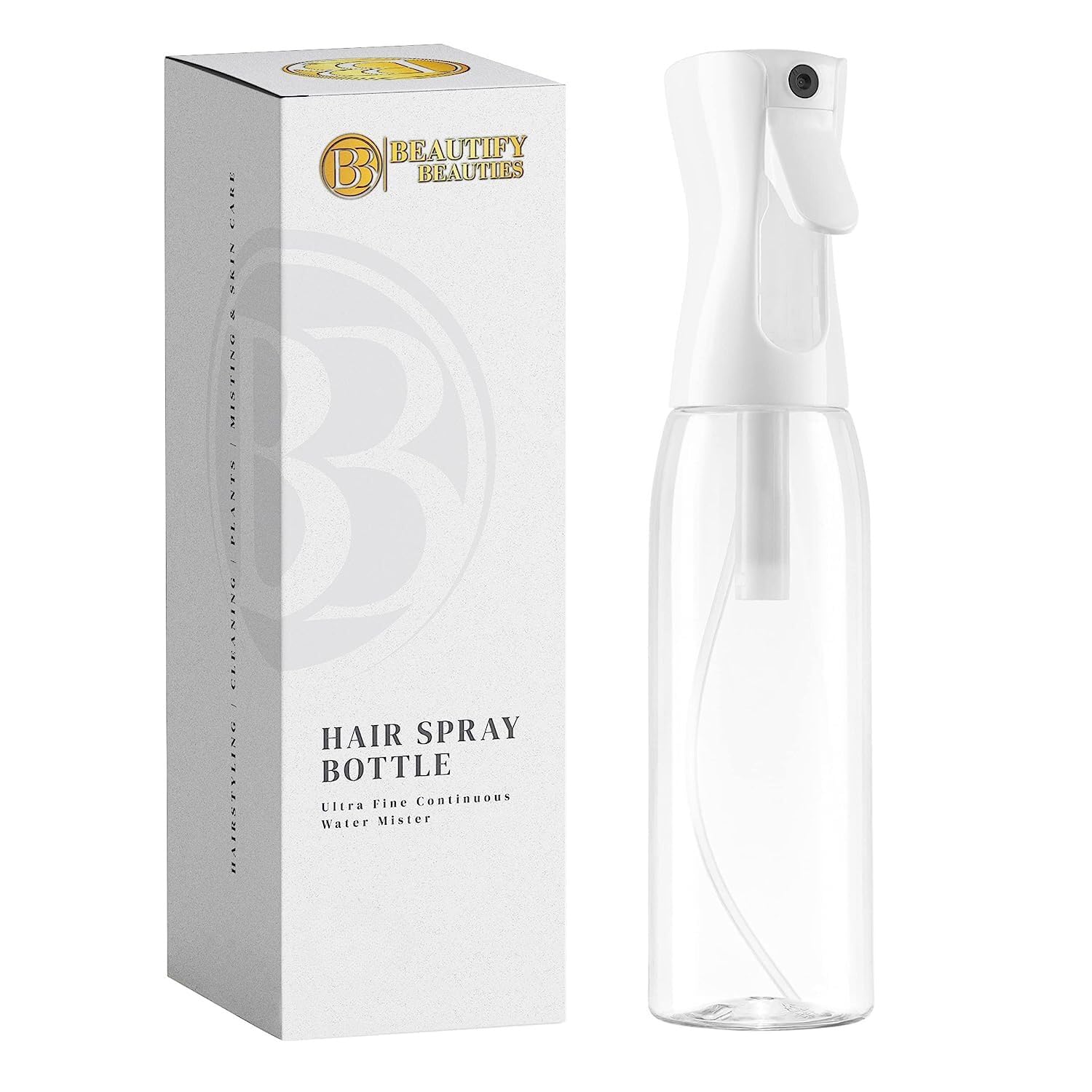 BeautifyBeauties atomizador continuo para cabello con rociado uniforme para peinado.