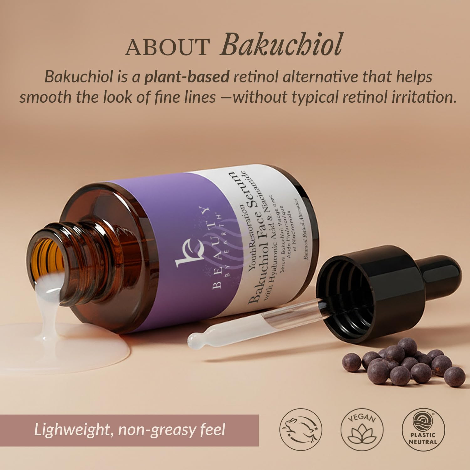 Beauty by Earth Bakuchiol Serum, aplicación diaria, rutina de cuidado